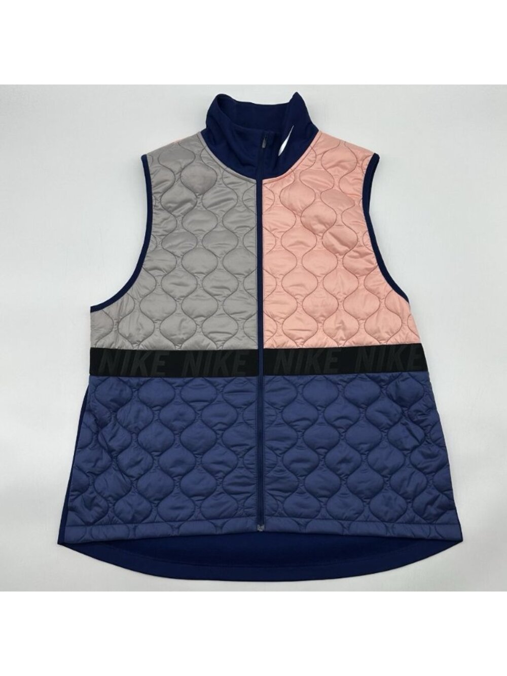 Nike Aerolayer Running Women's Size XL Blue Color-Block Quilted Full Zip Vest